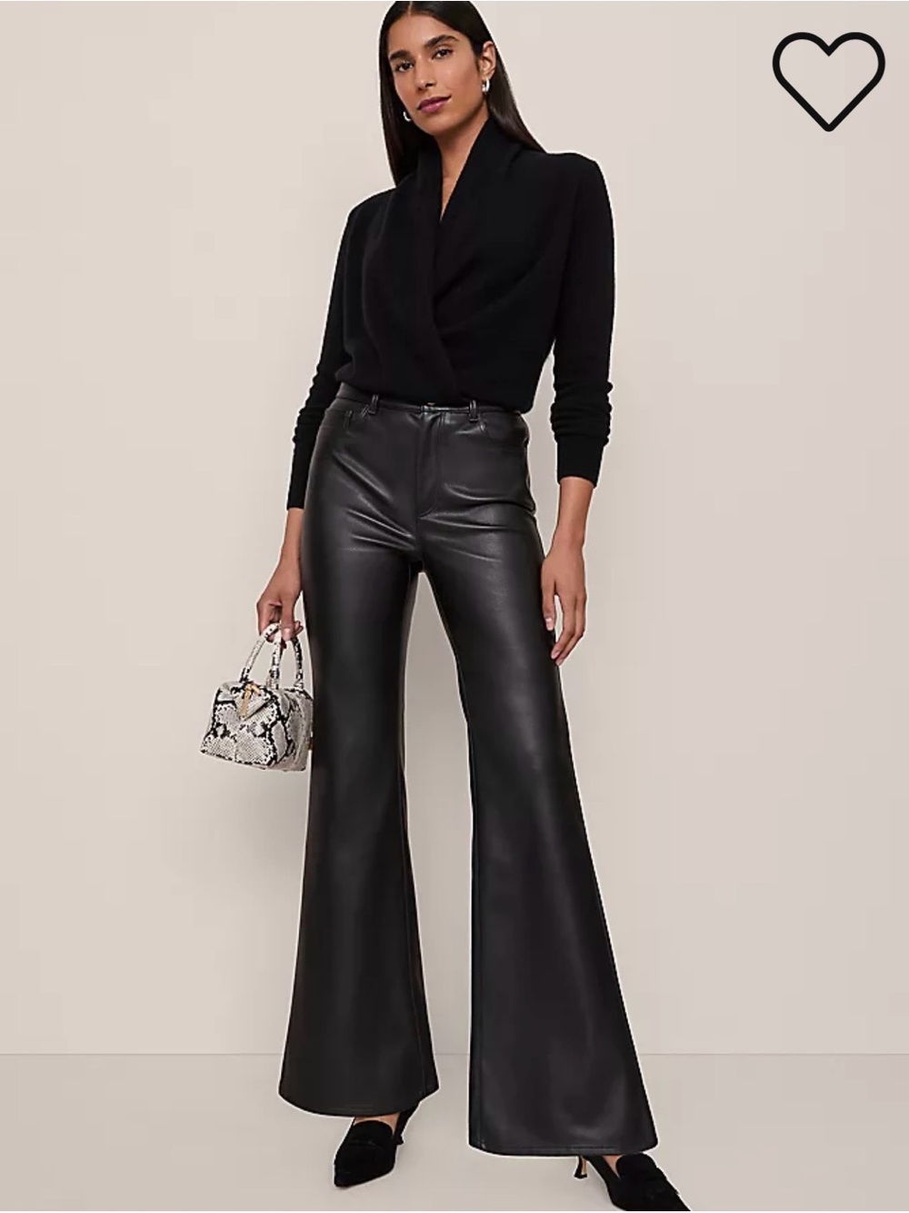 Ann Taylor The Faux Leather Flare Pant Black NWOT Women’s Size 4